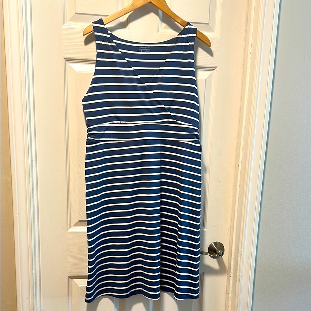 Eddie Bauer Blue and White Striped Dress